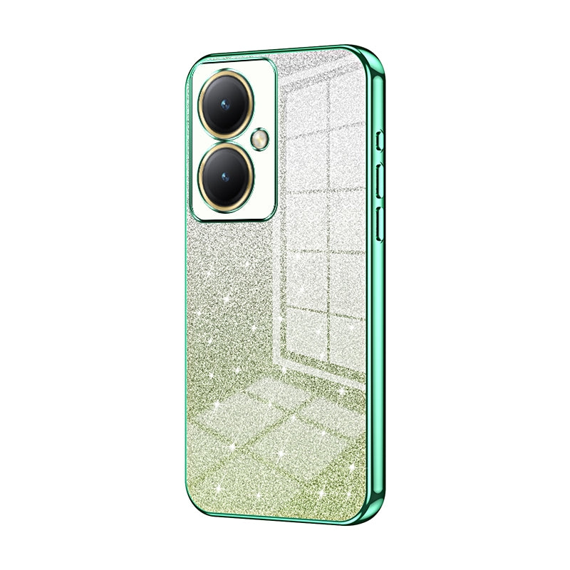 For vivo Y35+ Luxurious Electroplated Gradient Glitter Powder Case - Enhanced Lens Protection
