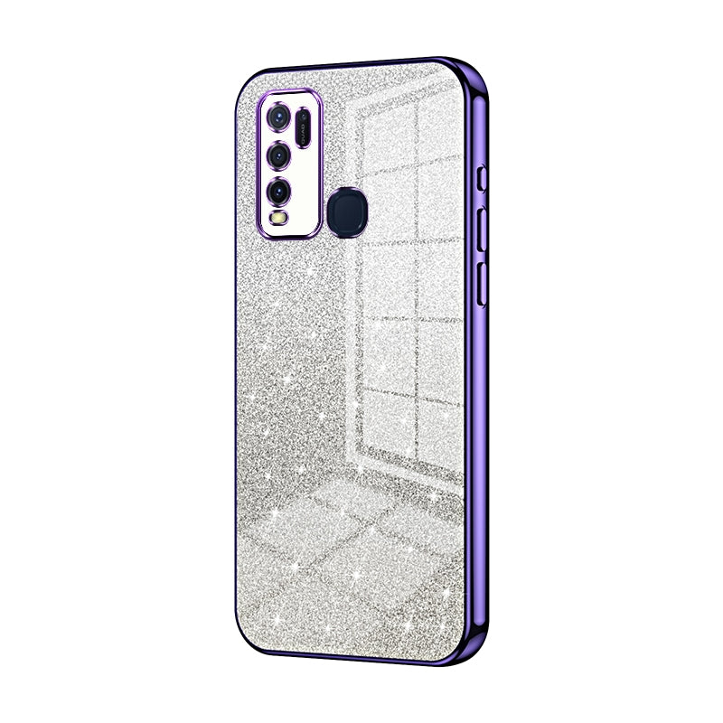 For vivo Y50 Luxurious Electroplated Gradient Glitter Powder Case - Enhanced Lens Protection