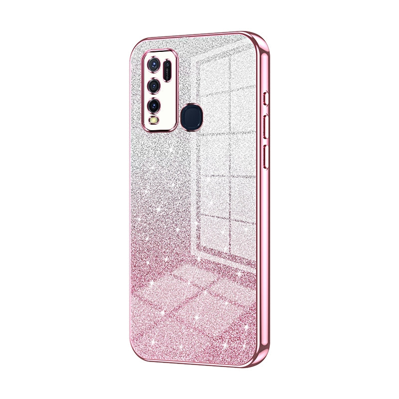 For vivo Y50 Luxurious Electroplated Gradient Glitter Powder Case - Enhanced Lens Protection