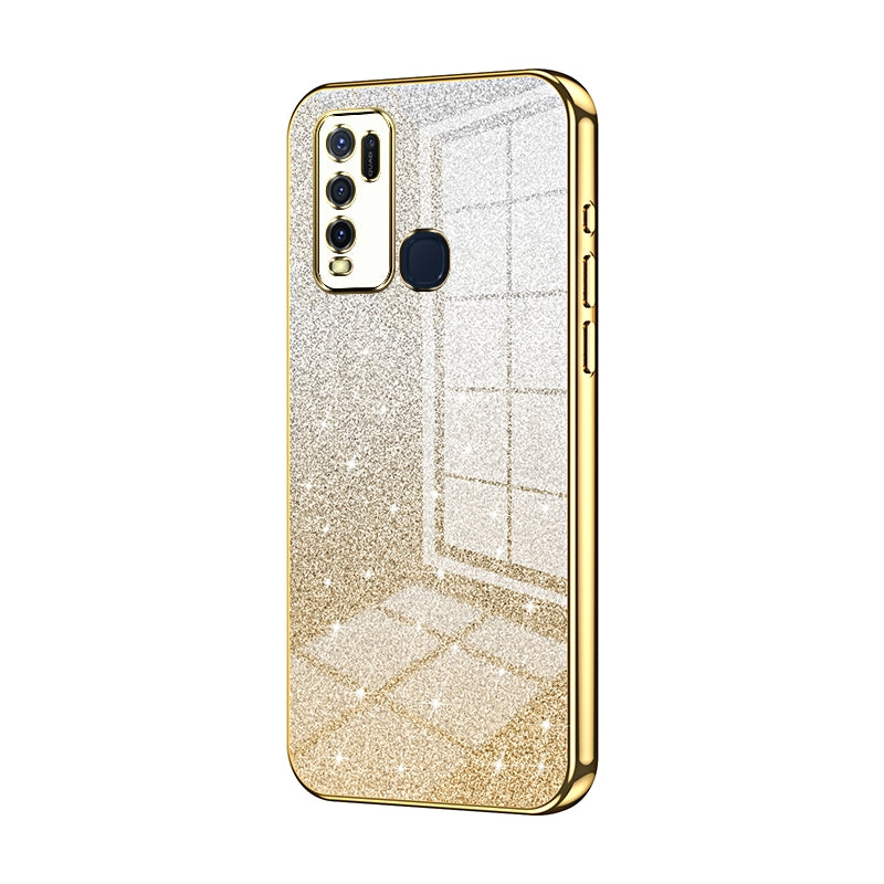 For vivo Y50 Luxurious Electroplated Gradient Glitter Powder Case - Enhanced Lens Protection