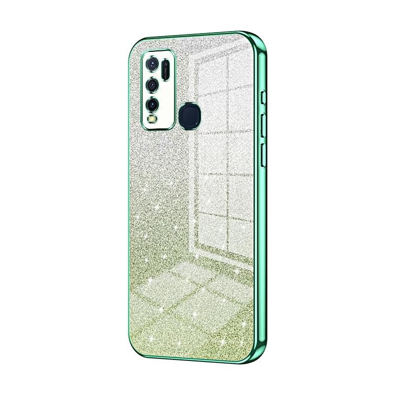 For vivo Y50 Luxurious Electroplated Gradient Glitter Powder Case - Enhanced Lens Protection