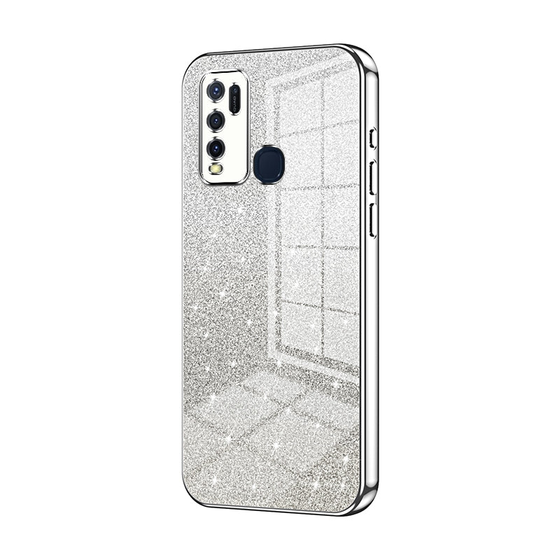 For vivo Y50 Luxurious Electroplated Gradient Glitter Powder Case - Enhanced Lens Protection