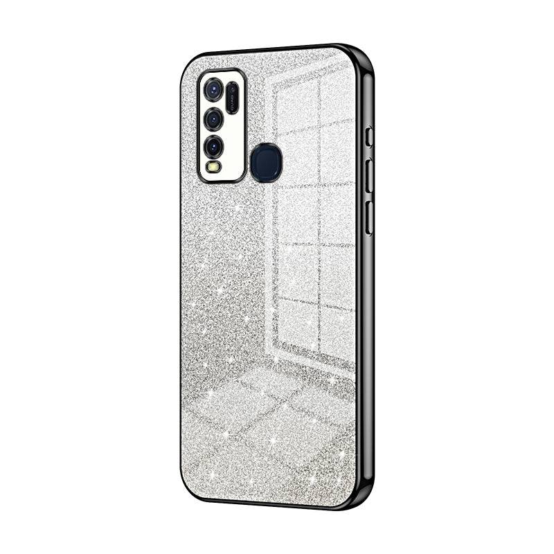 For vivo Y50 Luxurious Electroplated Gradient Glitter Powder Case - Enhanced Lens Protection