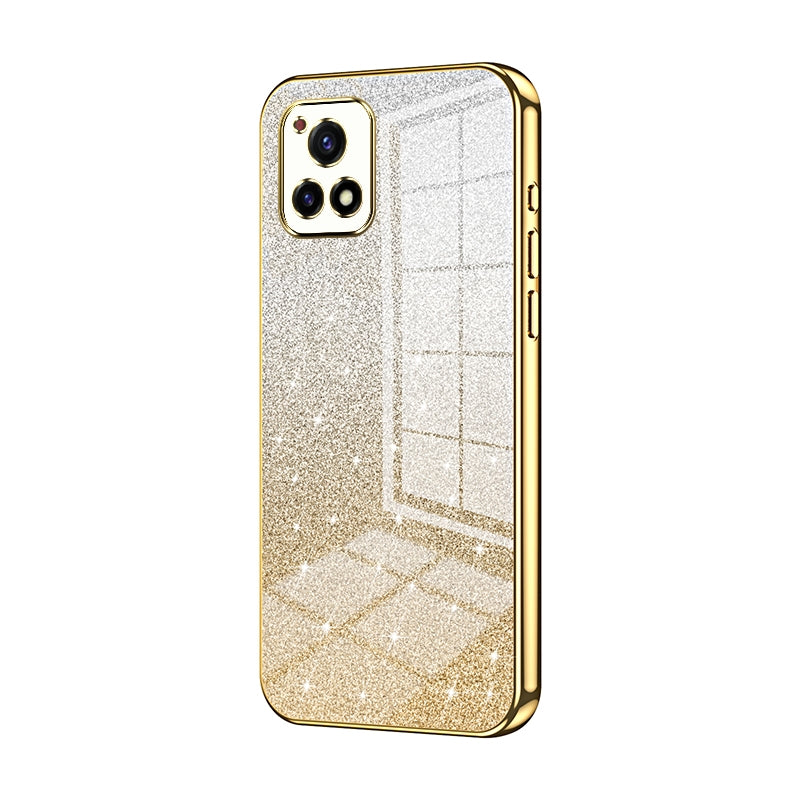 For vivo Y52s T1 Luxurious Electroplated Gradient Glitter Powder Case - Enhanced Lens Protection