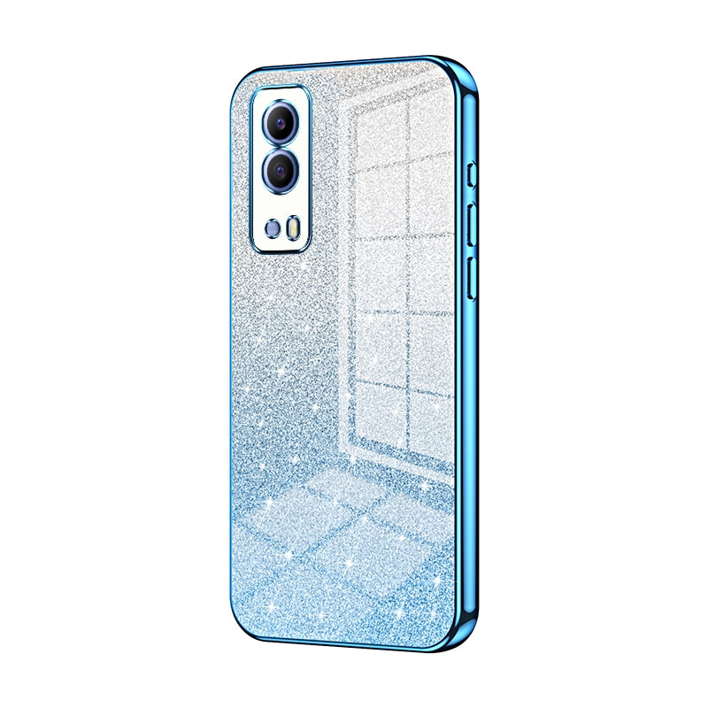 For vivo Y53s 5G Luxurious Electroplated Gradient Glitter Powder Case - Enhanced Lens Protection