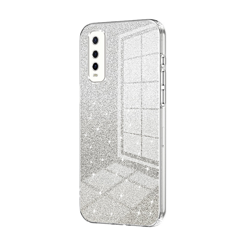 For vivo Y70t Luxurious Electroplated Gradient Glitter Powder Case - Enhanced Lens Protection