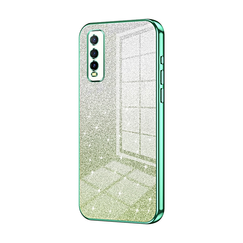 For vivo Y70t Luxurious Electroplated Gradient Glitter Powder Case - Enhanced Lens Protection