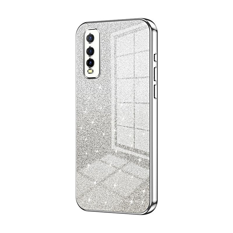 For vivo Y70t Luxurious Electroplated Gradient Glitter Powder Case - Enhanced Lens Protection