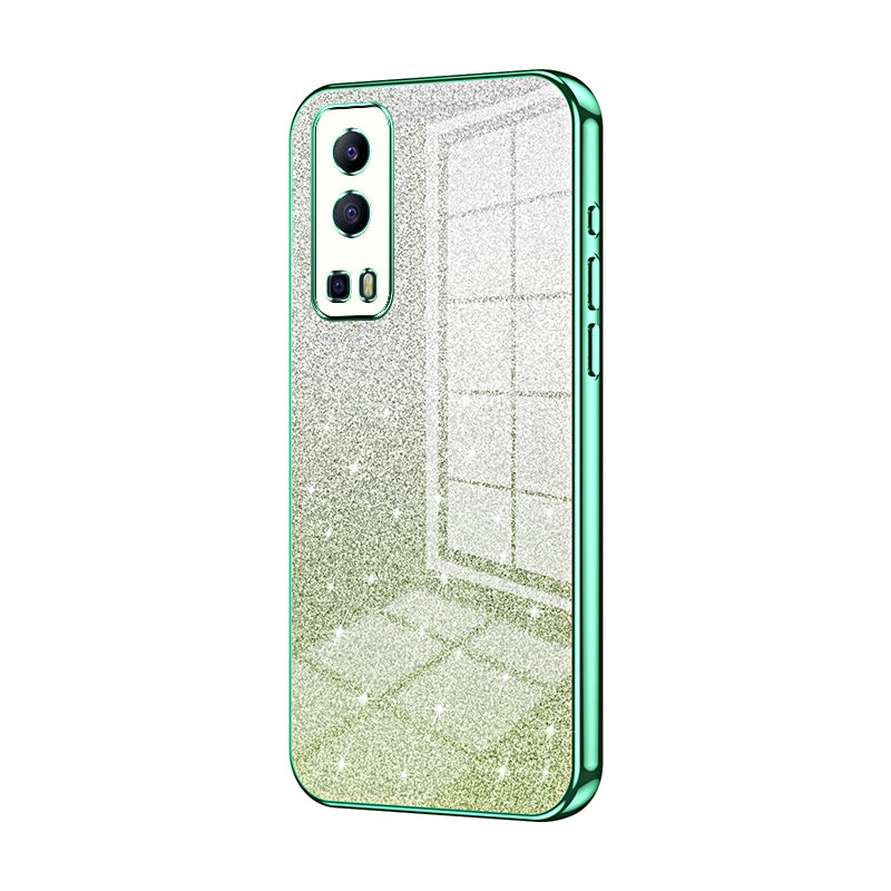 For vivo Y75s Luxurious Electroplated Gradient Glitter Powder Case - Enhanced Lens Protection