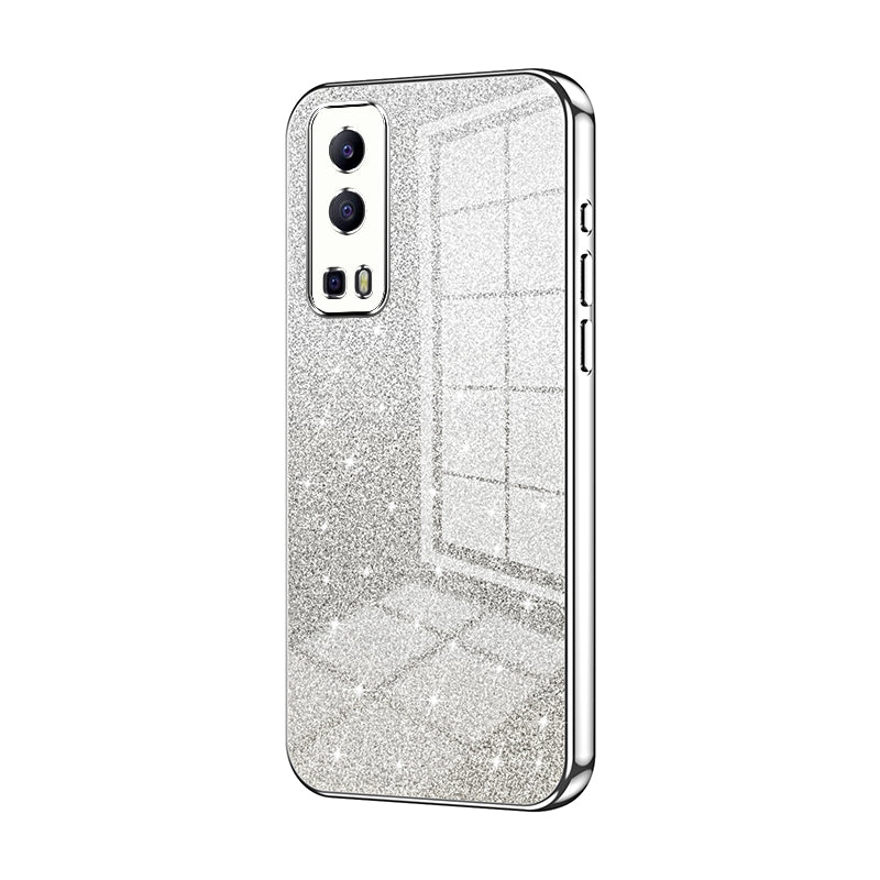 For vivo Y75s Luxurious Electroplated Gradient Glitter Powder Case - Enhanced Lens Protection