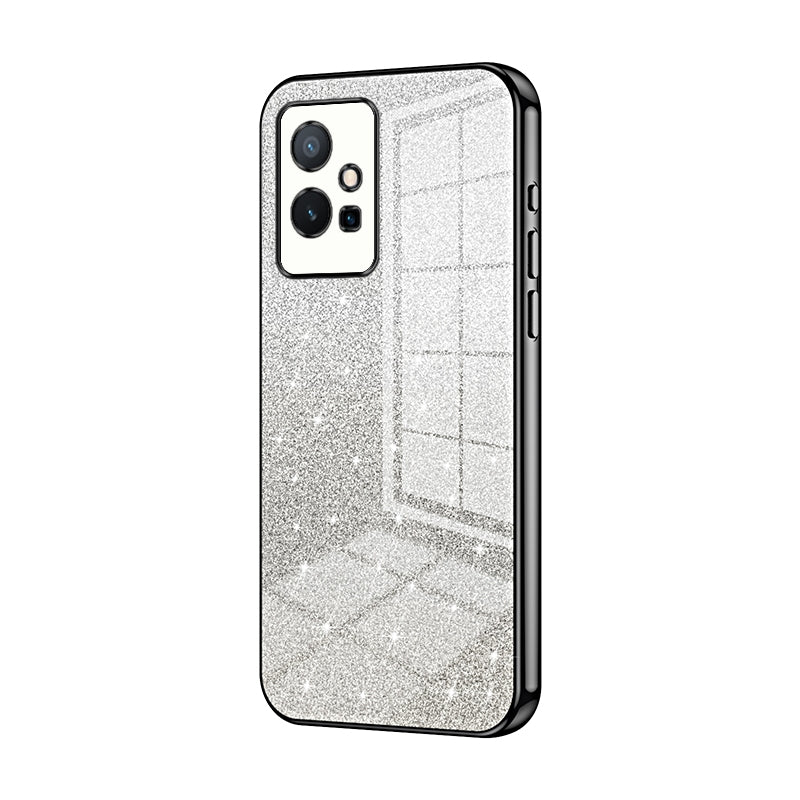 For vivo Y75 5G Luxurious Electroplated Gradient Glitter Powder Case - Enhanced Lens Protection