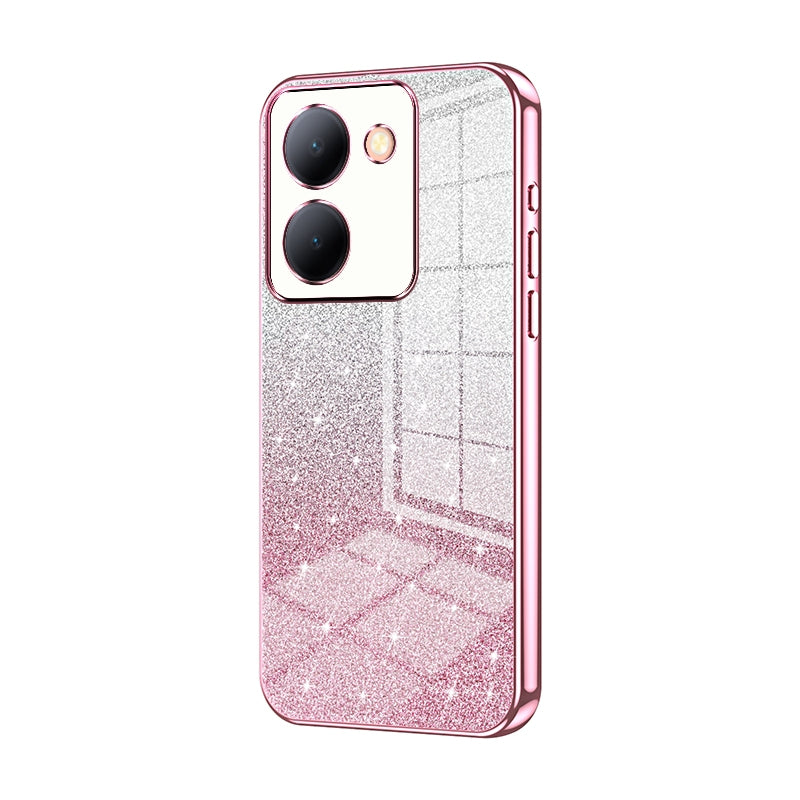 For vivo Y78 Luxurious Electroplated Gradient Glitter Powder Case - Enhanced Lens Protection