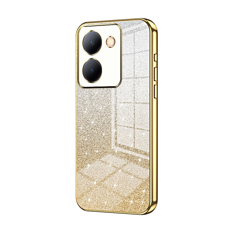 For vivo Y36 Luxurious Electroplated Gradient Glitter Powder Case - Enhanced Lens Protection