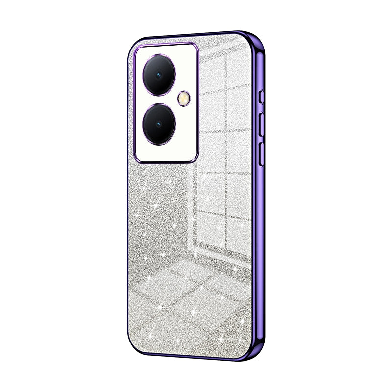 For vivo Y78+ 5G Luxurious Electroplated Gradient Glitter Powder Case - Enhanced Lens Protection