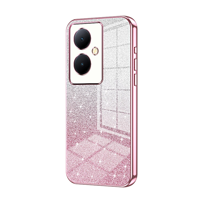 For vivo Y78+ 5G Luxurious Electroplated Gradient Glitter Powder Case - Enhanced Lens Protection