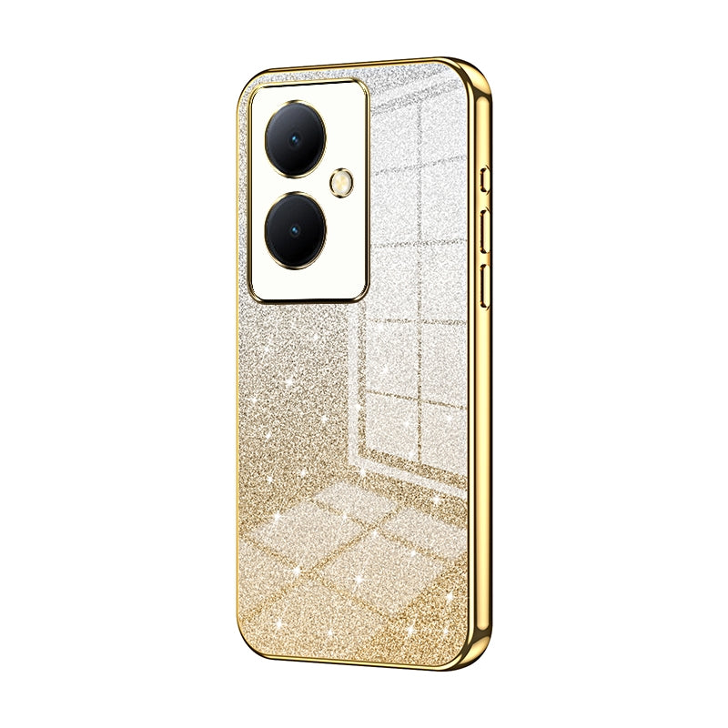 For vivo Y78+ 5G Luxurious Electroplated Gradient Glitter Powder Case - Enhanced Lens Protection