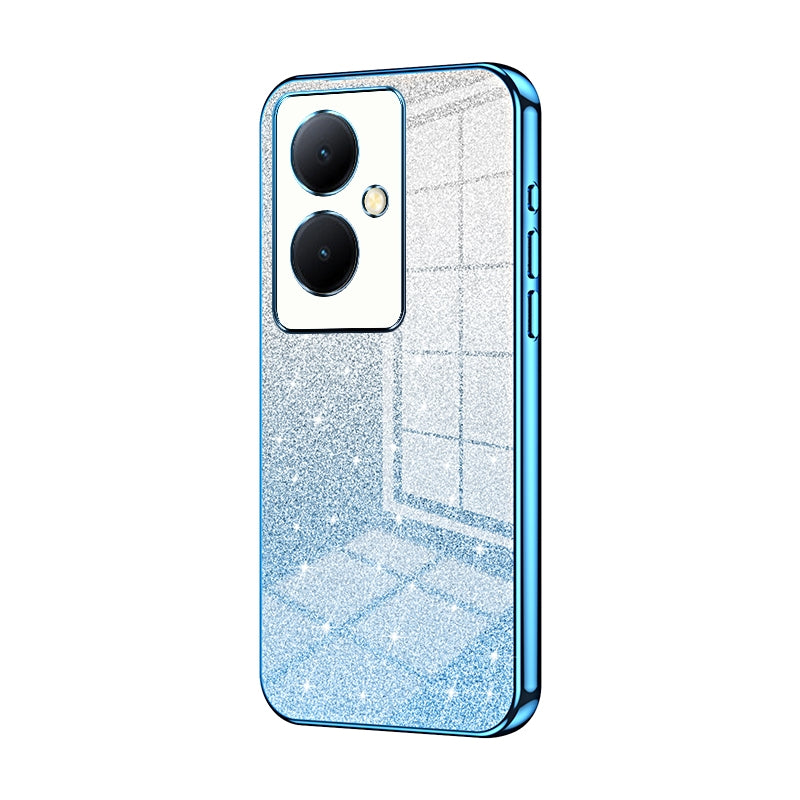For vivo Y78+ 5G Luxurious Electroplated Gradient Glitter Powder Case - Enhanced Lens Protection