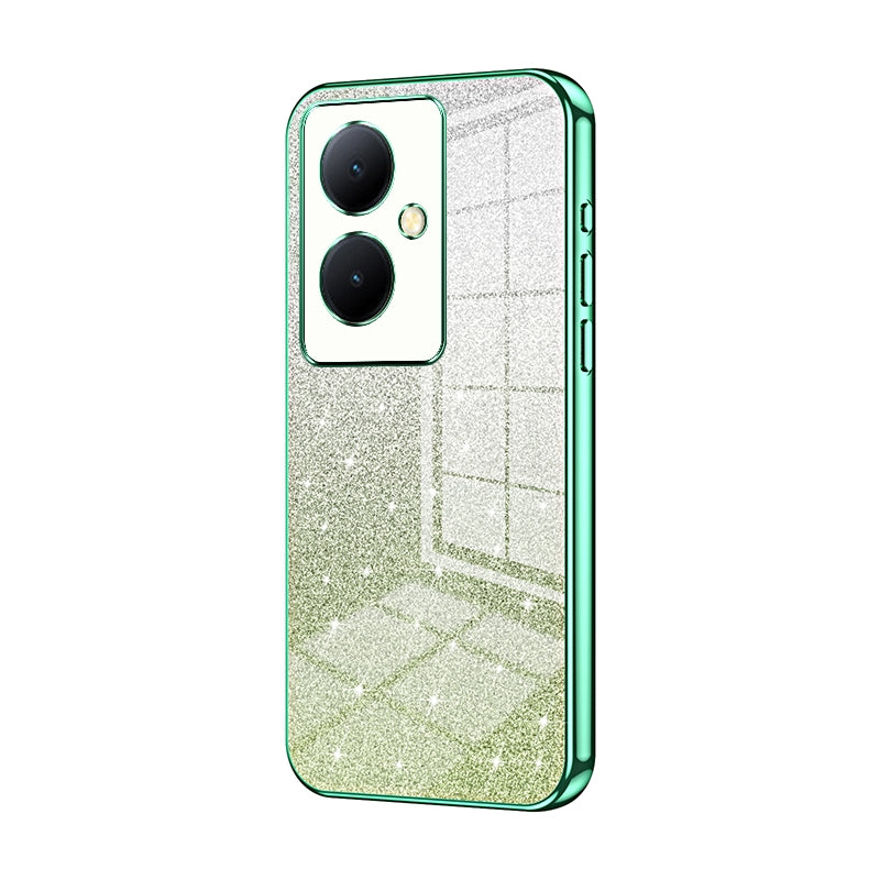 For vivo Y78+ 5G Luxurious Electroplated Gradient Glitter Powder Case - Enhanced Lens Protection