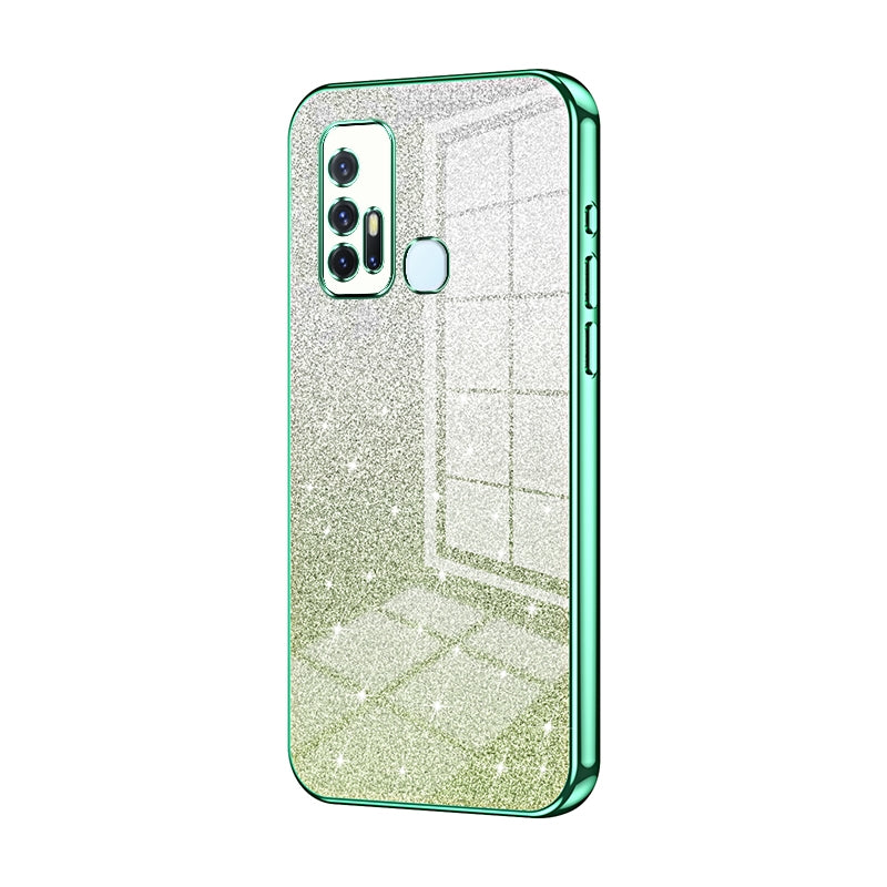 For vivo Z6 5G Luxurious Electroplated Gradient Glitter Powder Case - Enhanced Lens Protection