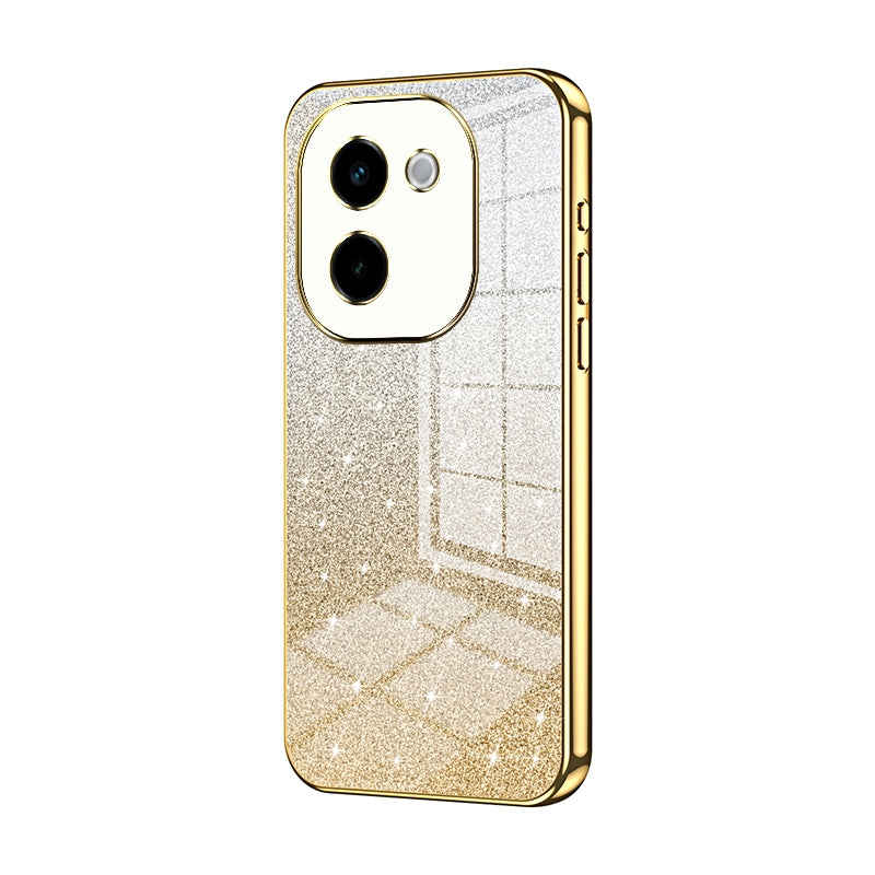 For vivo Y200 Luxurious Electroplated Gradient Glitter Powder Case - Enhanced Lens Protection