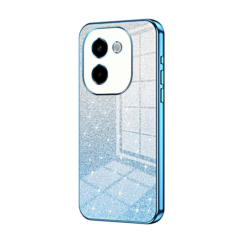 For vivo Y200 Luxurious Electroplated Gradient Glitter Powder Case - Enhanced Lens Protection
