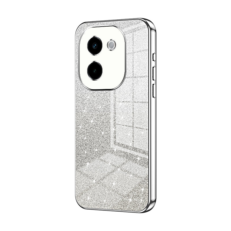 For vivo Y200 Luxurious Electroplated Gradient Glitter Powder Case - Enhanced Lens Protection