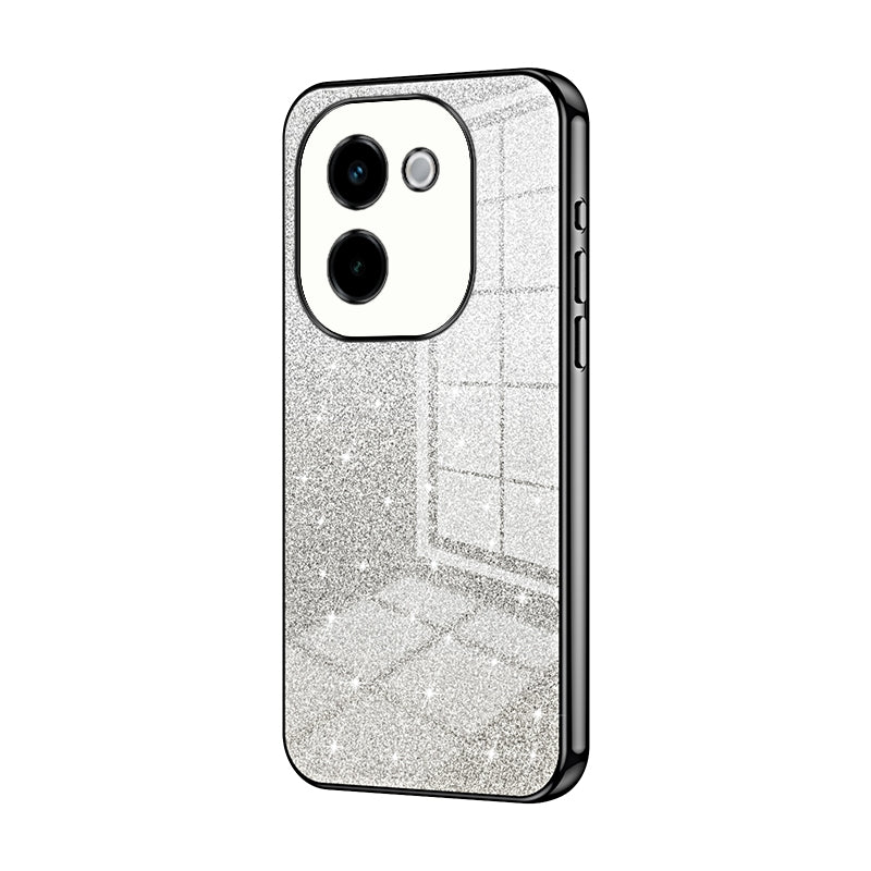 For vivo Y200 Luxurious Electroplated Gradient Glitter Powder Case - Enhanced Lens Protection