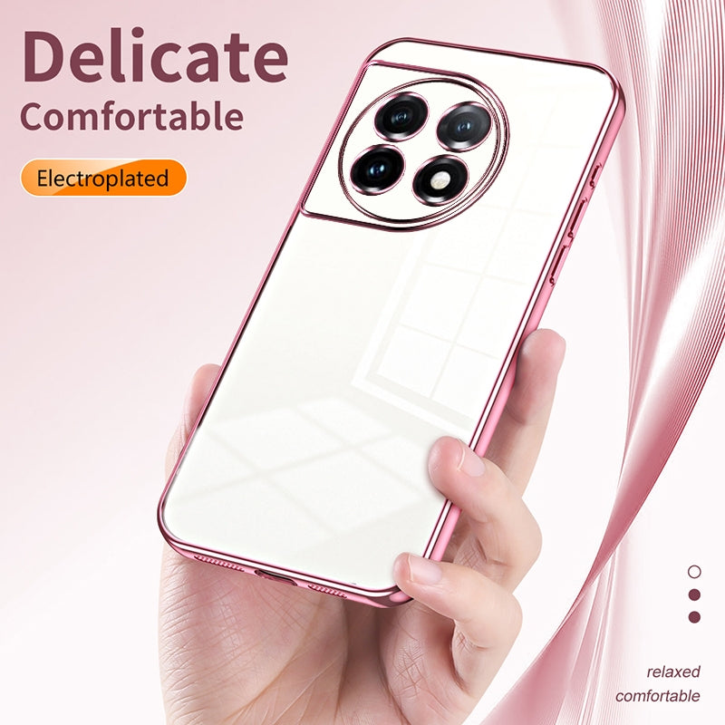 For OnePlus 11 Phone Case with Transparent Plating and Fine Hole Design: Crystal Clear & Scratch-Resistant