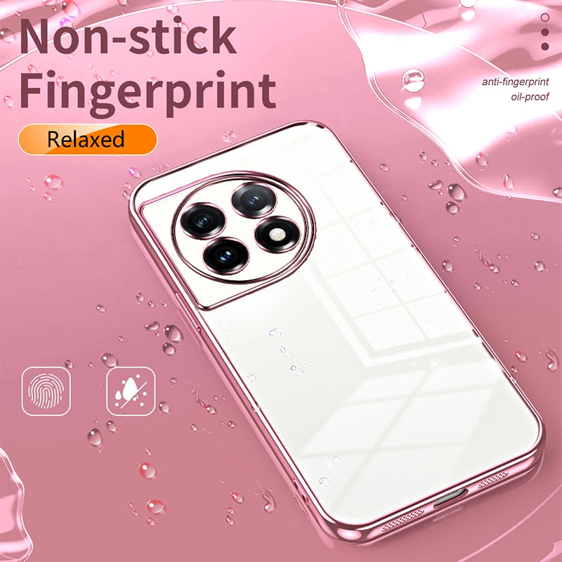 For OnePlus 11 Phone Case with Transparent Plating and Fine Hole Design: Crystal Clear & Scratch-Resistant