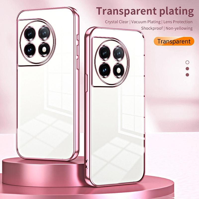 For OnePlus 11 Phone Case with Transparent Plating and Fine Hole Design: Crystal Clear & Scratch-Resistant