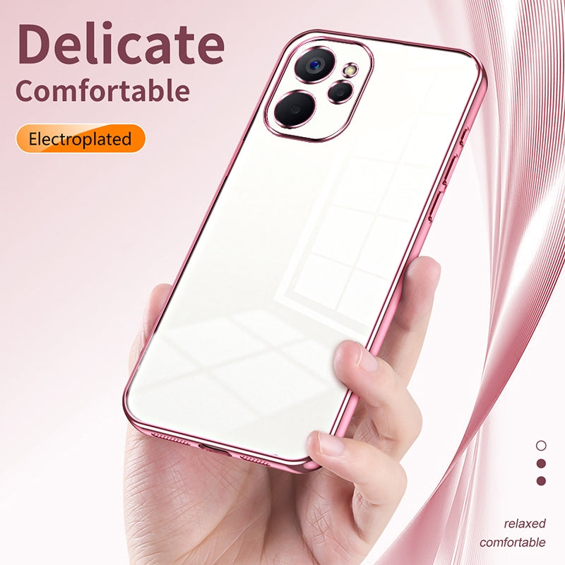 Realme 9i 5G Phone Case with Transparent Plating and Fine Hole Design: Crystal Clear & Scratch-Resistant