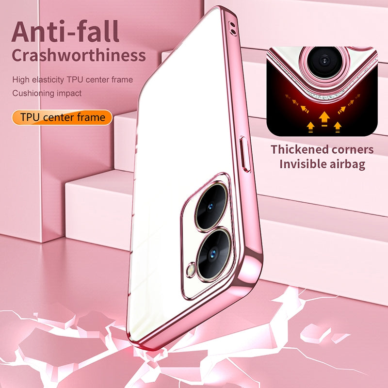Realme V30t Phone Case with Transparent Plating and Fine Hole Design: Crystal Clear & Scratch-Resistant