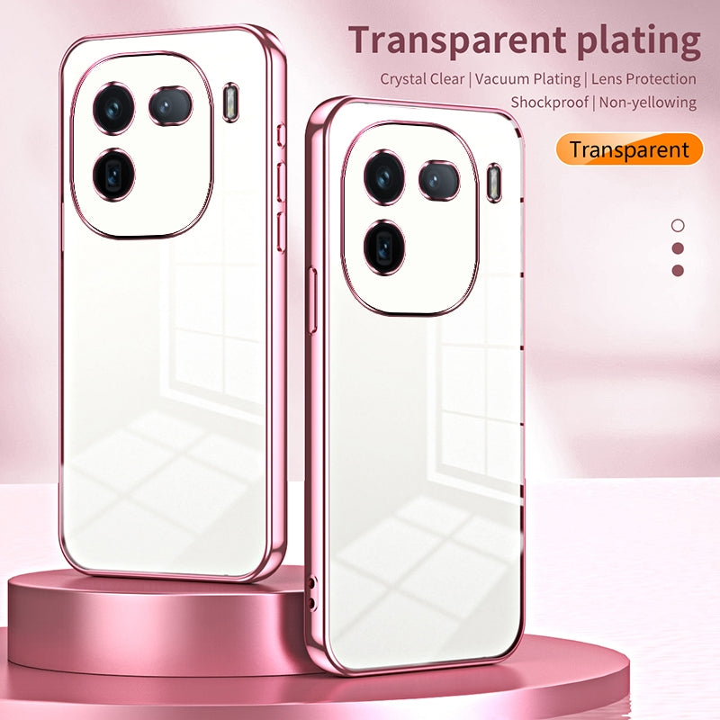 For vivo iQOO 12 Phone Case with Transparent Plating and Fine Hole Design: Crystal Clear & Scratch-Resistant