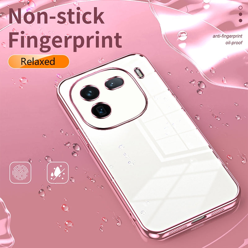 For vivo iQOO 12 Phone Case with Transparent Plating and Fine Hole Design: Crystal Clear & Scratch-Resistant