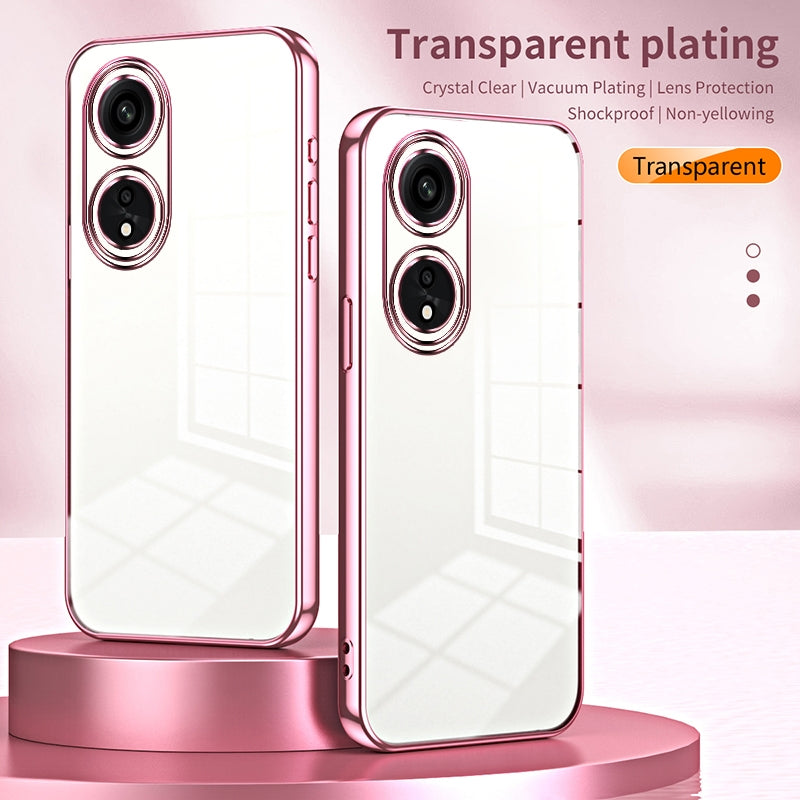 For OPPO A1 Pro Phone Case with Transparent Plating and Fine Hole Design: Crystal Clear & Scratch-Resistant