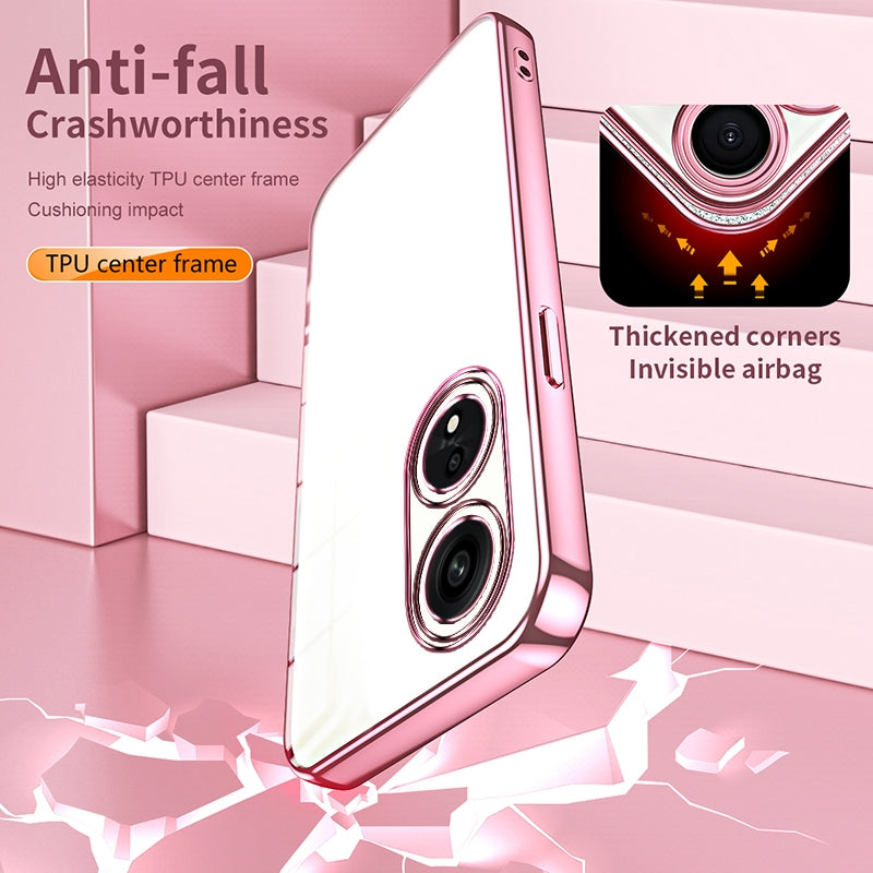 For OPPO A1 Pro Phone Case with Transparent Plating and Fine Hole Design: Crystal Clear & Scratch-Resistant