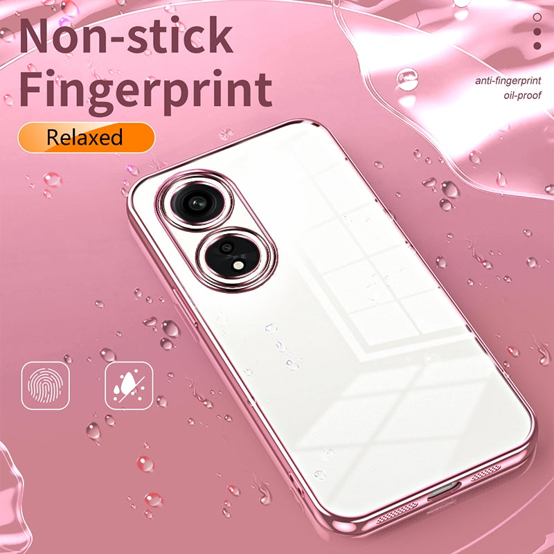 For OPPO A1 Pro Phone Case with Transparent Plating and Fine Hole Design: Crystal Clear & Scratch-Resistant
