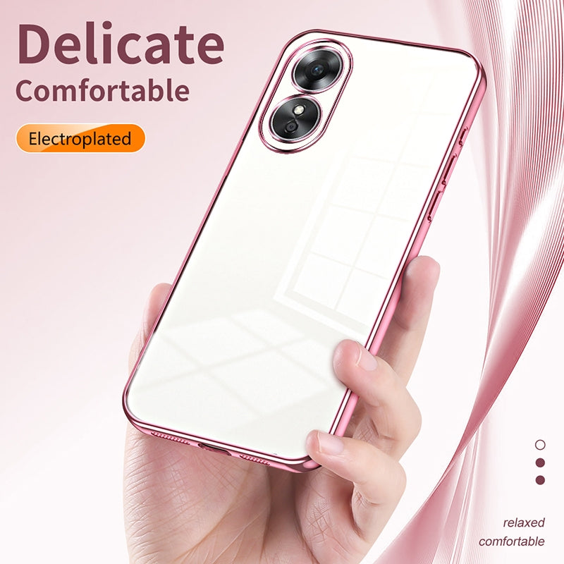 OPPO A17K Phone Case with Transparent Plating and Fine Hole Design: Crystal Clear & Scratch-Resistant