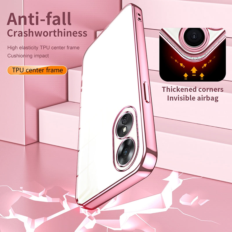 OPPO A17K Phone Case with Transparent Plating and Fine Hole Design: Crystal Clear & Scratch-Resistant