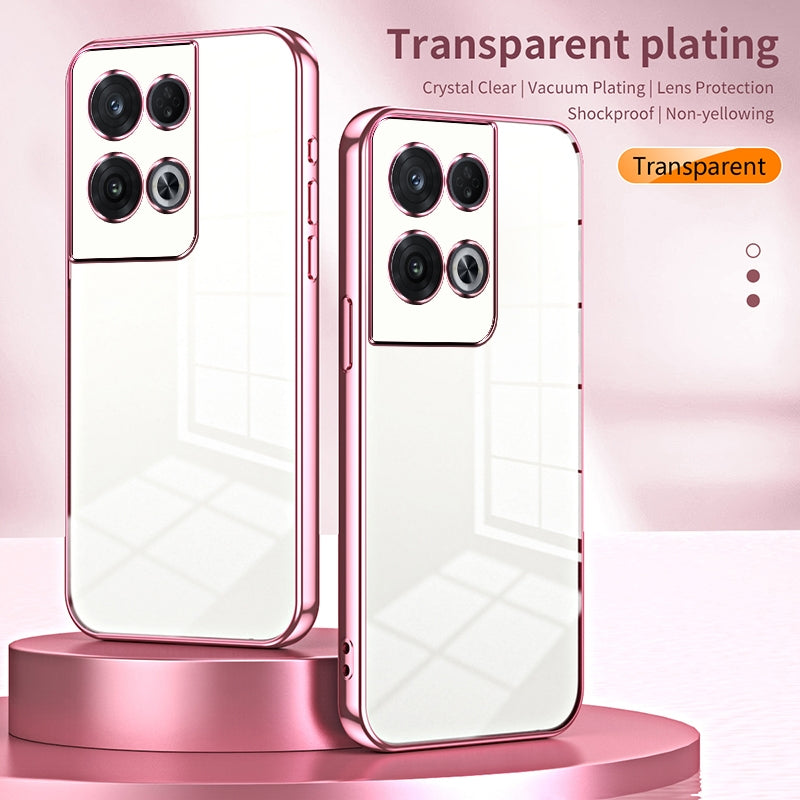 For OPPO Reno8 Pro Phone Case with Transparent Plating and Fine Hole Design: Crystal Clear & Scratch-Resistant