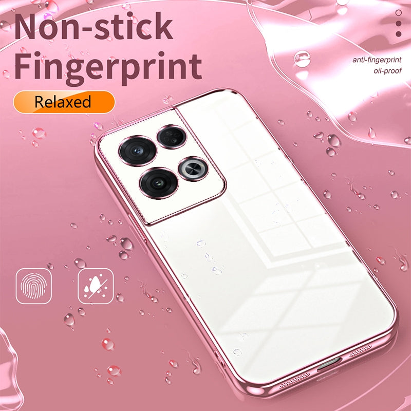 For OPPO Reno8 Pro Phone Case with Transparent Plating and Fine Hole Design: Crystal Clear & Scratch-Resistant