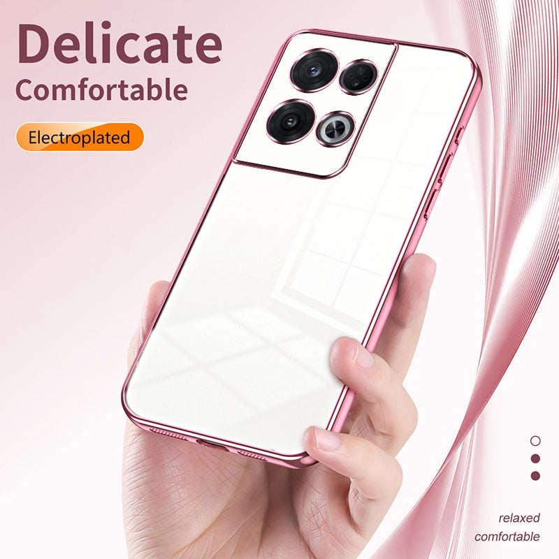 For OPPO Reno8 Pro Phone Case with Transparent Plating and Fine Hole Design: Crystal Clear & Scratch-Resistant