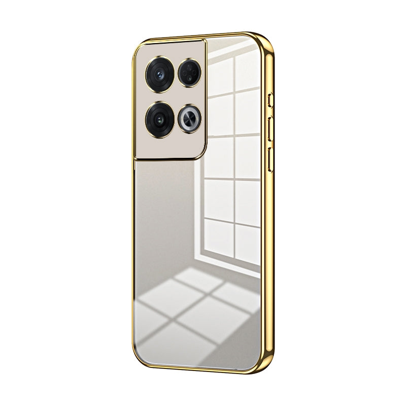 For OPPO Reno8 Pro Phone Case with Transparent Plating and Fine Hole Design: Crystal Clear & Scratch-Resistant