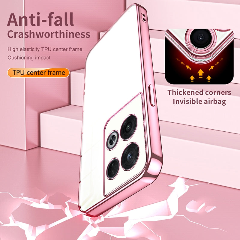 OPPO Reno8 Pro Phone Case with Transparent Plating and Fine Hole Design: Crystal Clear & Scratch-Resistant