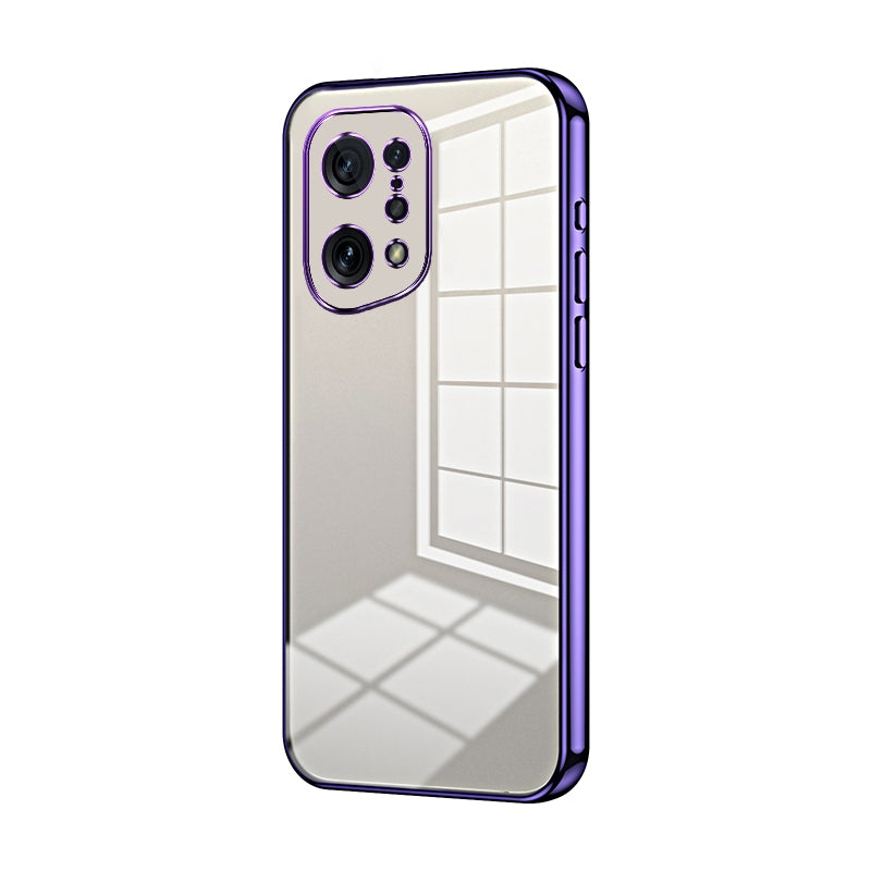 For OPPO Find X5 Phone Case with Transparent Plating and Fine Hole Design: Crystal Clear & Scratch-Resistant
