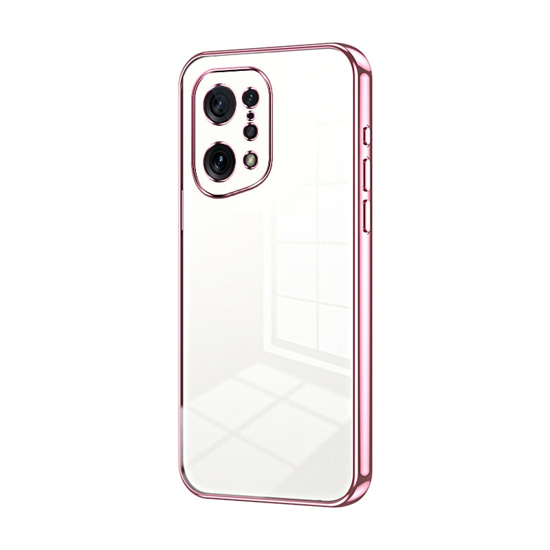 For OPPO Find X5 Phone Case with Transparent Plating and Fine Hole Design: Crystal Clear & Scratch-Resistant