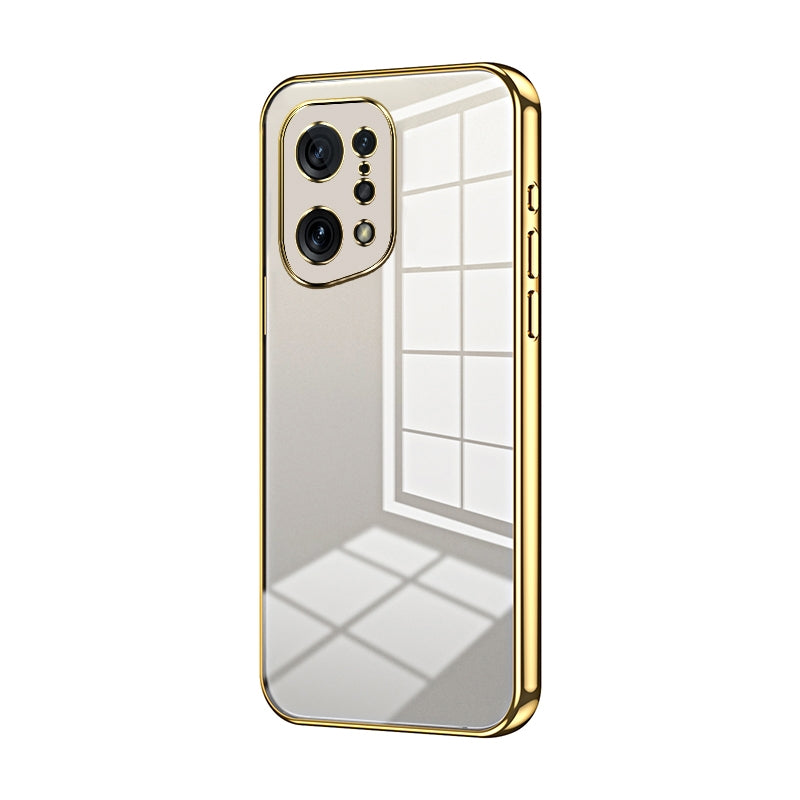 For OPPO Find X5 Phone Case with Transparent Plating and Fine Hole Design: Crystal Clear & Scratch-Resistant