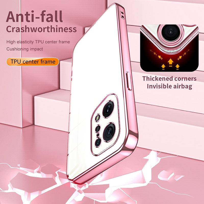 For OPPO Find X5 Phone Case with Transparent Plating and Fine Hole Design: Crystal Clear & Scratch-Resistant