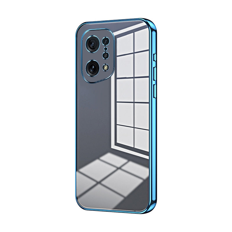 For OPPO Find X5 Phone Case with Transparent Plating and Fine Hole Design: Crystal Clear & Scratch-Resistant