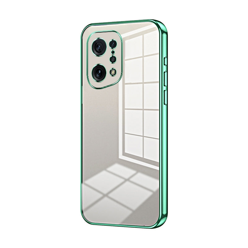 For OPPO Find X5 Phone Case with Transparent Plating and Fine Hole Design: Crystal Clear & Scratch-Resistant